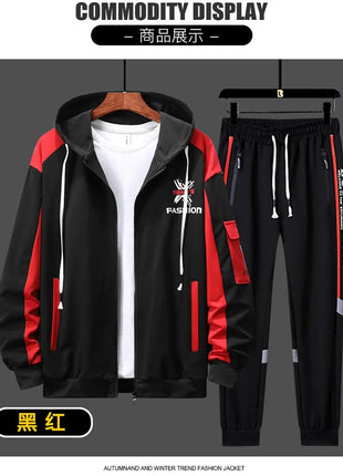 New men's Zipper Cardigan, Pants, High-end Fashion Two-piece Set, Casual Sportswear, Spring and Autumn Printed Commuting Set PlatiNum