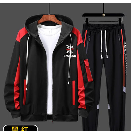 New men's Zipper Cardigan, Pants, High-end Fashion Two-piece Set, Casual Sportswear, Spring and Autumn Printed Commuting Set PlatiNum