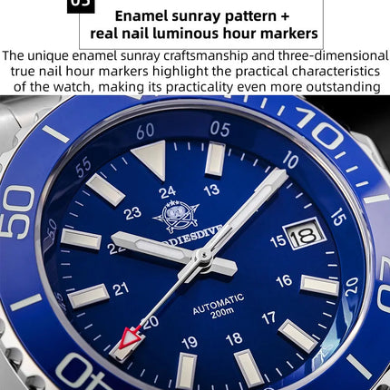ADDIESDIVE Men Luxury Watch Sapphire Crystal Ceramic Ring 20Bar Diving Luminous Automatic Mechanical Watch Exquisite Gift Clock