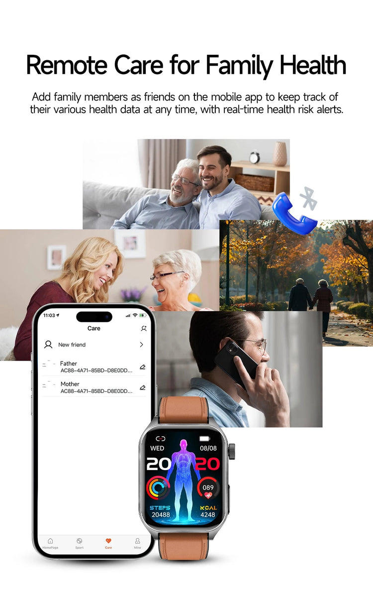 2026 Nuovo 650nm Terapia Laser Grassi nel sangue Acido urico Pressione sanguigna Smart Watch ECG + PPG Preciso Monitor di salute Smartwatch per gli uomini platinumshop
