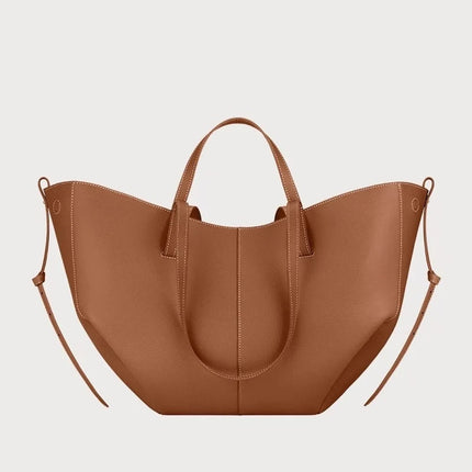Grande borsa tote in pelle morbida con bordo regolabile, manici lunghi, borsa capiente per lavoro e shopping quotidiano
