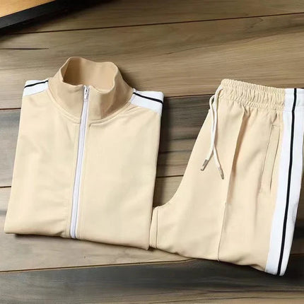 European and American new leisure sports suit men and women high-end fashion space cotton cardigan fashion two-piece large size PlatiNum