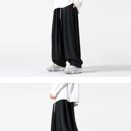 Pantaloni a Gamba Dritta da Uomo, Casual e alla Moda, con Vita Alta Elasticizzata, Stile Harajuku, Larghi, Streetwear, Taglie Fino a 5XL
