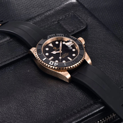 Orologio sportivo di lusso PAGANI DESIGN da uomo, meccanico automatico, con ghiera in oro rosa, luce notturna, orologio regalo alla moda per uomo + scatola