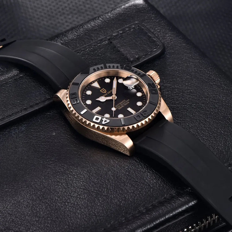 Orologio sportivo di lusso PAGANI DESIGN da uomo, meccanico automatico, con ghiera in oro rosa, luce notturna, orologio regalo alla moda per uomo + scatola