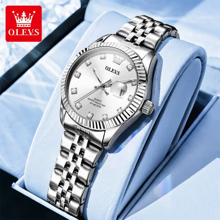OLEVS Orologio da donna Nuovo orologio al quarzo 3705 Orologio da donna con data luminosa impermeabile in acciaio inossidabile Reloj platinumshop