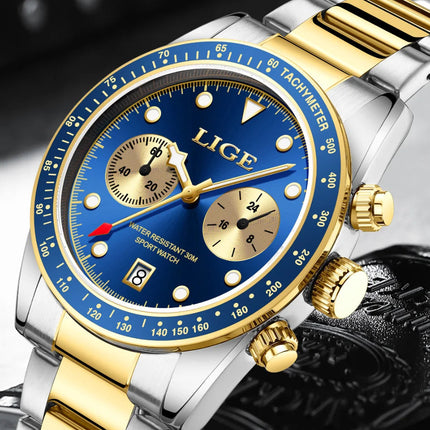 LIGE Nuovi orologi da uomo Orologi da polso al quarzo da uomo di lusso delle migliori marche Cronografo sportivo impermeabile e luminoso Relogio Masculino+BOX platinumshop