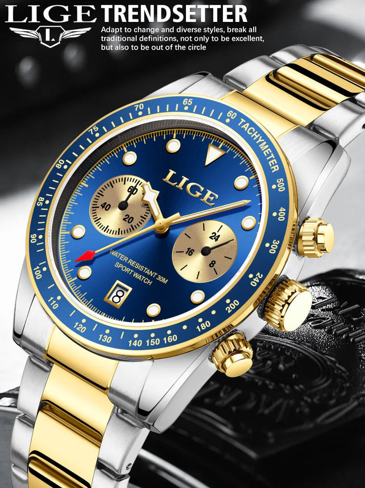 LIGE Nuovi orologi da uomo Orologi da polso al quarzo da uomo di lusso delle migliori marche Cronografo sportivo impermeabile e luminoso Relogio Masculino+BOX platinumshop