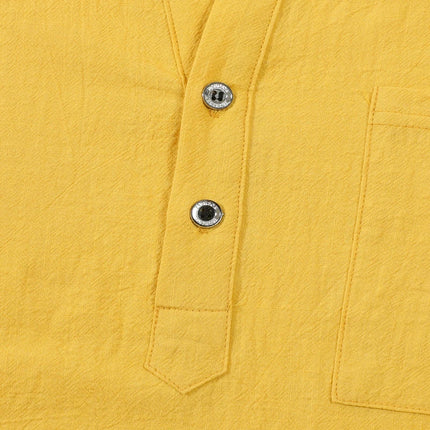 Men's Lightweight Shirts Cotton Linen Henley Long Sleeve Shirts for Men Beach Hawaiian V-Neck Top Breathable Polo