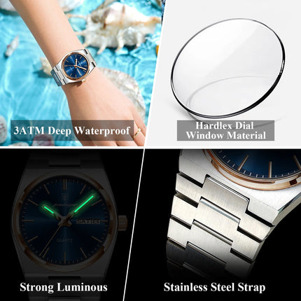 POEDAGAR Orologio da donna alla moda Orologio da polso da donna di lusso luminoso impermeabile in acciaio inossidabile Data settimana Orologi al quarzo da donna Reloj platinumshop
