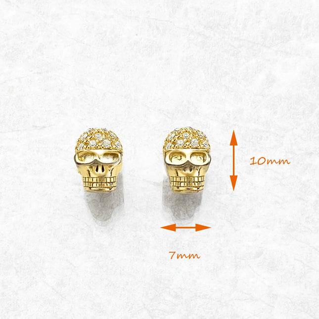 Orecchini a bottone con teschio dorato, gioielli pregiati punk di strada ribelle europea per regalo da donna e uomo in argento sterling 925 platinumshop