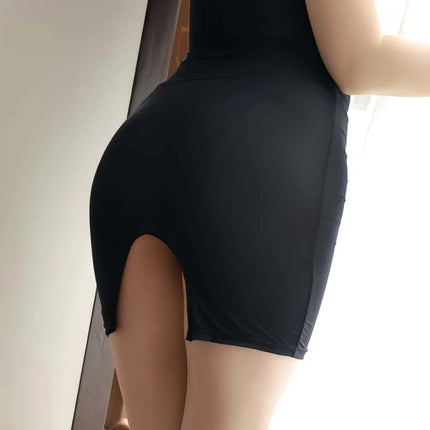 Minigonna Ultra Sottile Trasparente Sexy, Nera a Vita Alta, Aderente, Avvolgente sui Fianchi, per Donna, Moda Clubwear