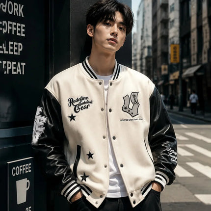 Veidoorn Street Fashion Baseball Jacket Unisex Casual Loose Baseball Coat Men Outdoor Streetwear Sport Er Jacket Daily Wear
