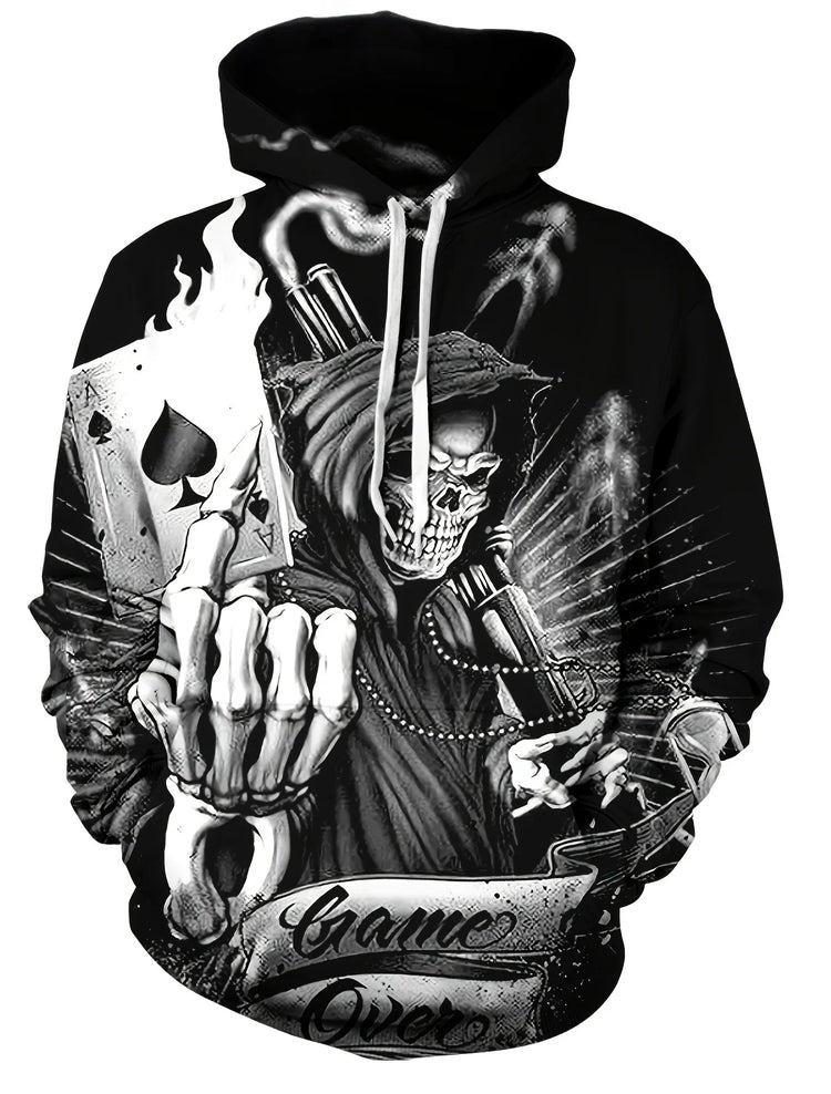 Autumn Skull and Rose 3D Print Hoodies Men Women Fashion Casual Sweatshirts Oversized Hoodie Pullovers Tracksuit Clothing