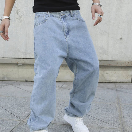 Spring Autumn Men Baggy Jeans Oversize Straight Loose Casual Denim Trousers Solid Color Streetwear Fashion Y2k Wide Leg Pants PlatiNum