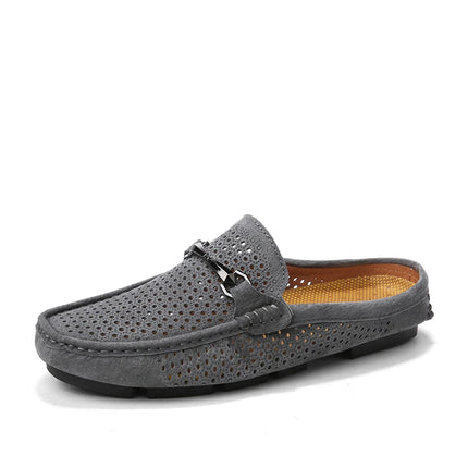 Nuove Ciabatte da Uomo alla Moda in Vera Pelle, Scarpe Casual Traspiranti con Design Traforato, Comode Slip-on per Guida, Mocassini da Uomo