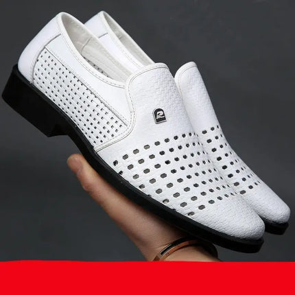 Sandali estivi da uomo in vera pelle morbida, traspiranti, casual, con suola in gomma, punta tonda, tacco basso, slip-on.