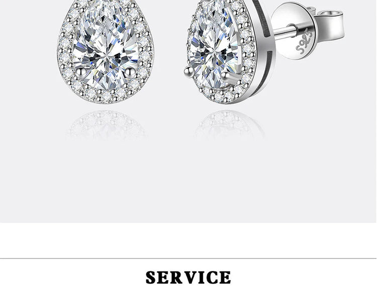 PERFANY 1CT Moissanite Earrings for Women S925 Pure Silver Water Droplet Cutting Laboratory Diamond Earrings Luxury Jewelry PlatiNum