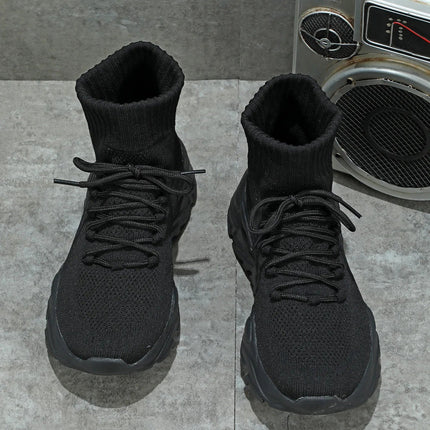 Women Casual Mesh Shoes Fashion Knitted Socks Shoes Chunky Shoes Slip-on Casual Sneakers Men Light Breathable Walking Footwear PlatiNum