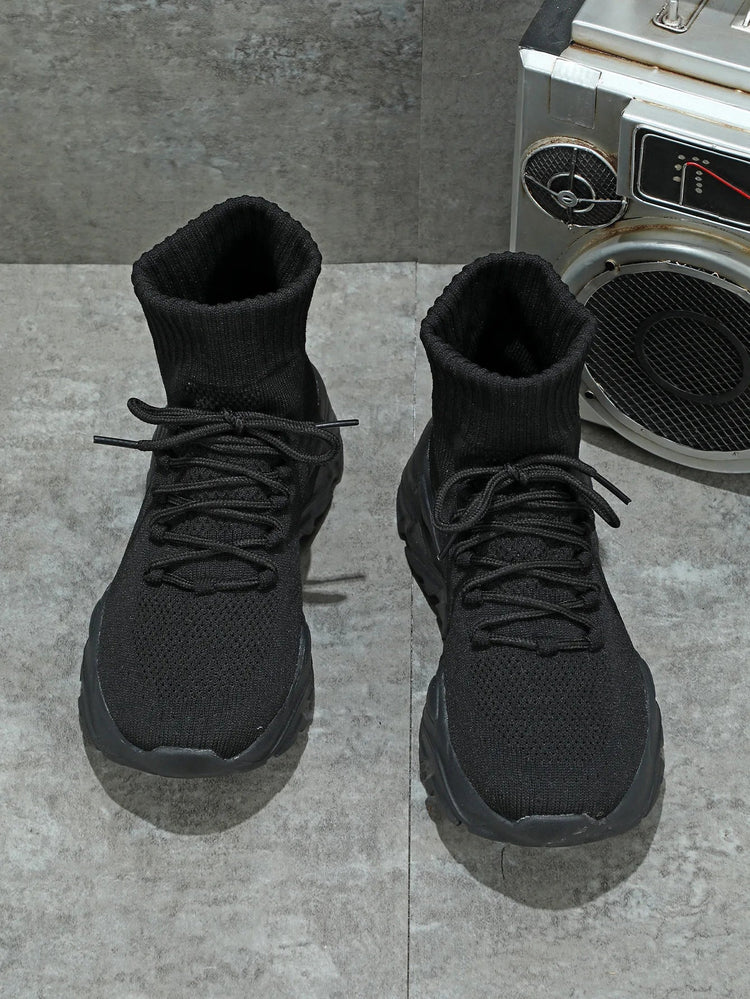 Women Casual Mesh Shoes Fashion Knitted Socks Shoes Chunky Shoes Slip-on Casual Sneakers Men Light Breathable Walking Footwear PlatiNum