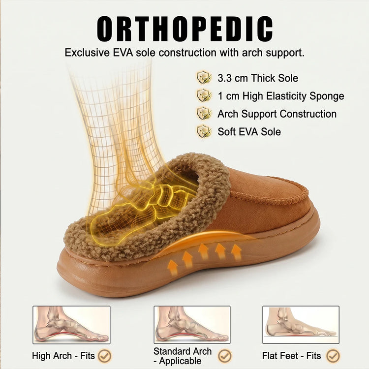 Wide Last Men's Arch Support Slippers EVA anti Slip Thick Sole Comfortable Memory Cotton Cushioning Warm Winter Indoor Shoes