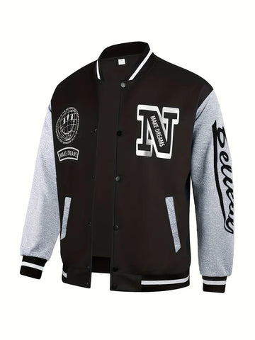 American Hip Hop Baseball Jersey Jacket Man Letter Splicing Embroidery Baseball Uniform Autumn Anti-Wind Bomber Coat Men Clothes