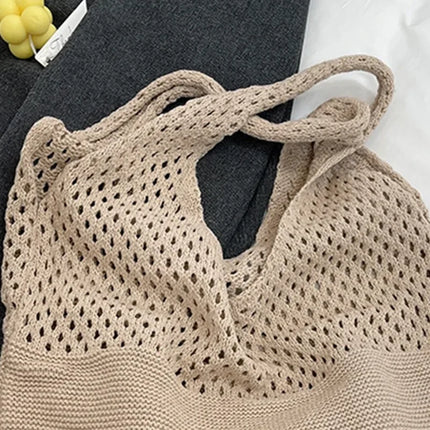 Borse a maglia da donna, borsa tote grande capacità, borsa estiva da spiaggia, borsa grande casual, borse a tracolla intrecciate a nido d'ape, borsa da donna
