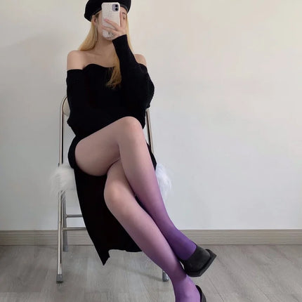 Calze viola 15D calzamaglia da donna colore caramella sfumato calze opache senza soluzione di continuità collant stretti pantaloni femminili Medias estate