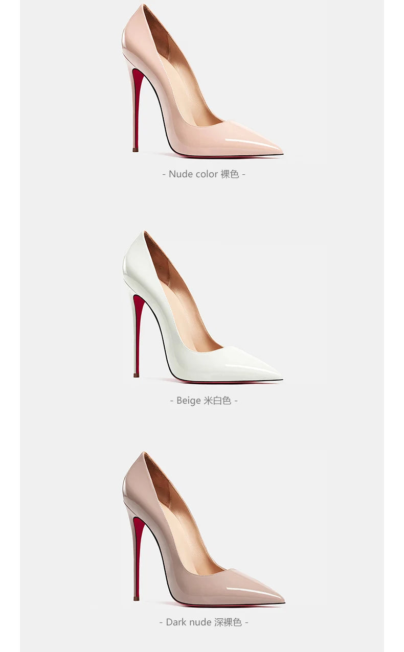 Designer Heels for women leather Luxury Brand Pumps Red Bottom Pointed Toe High Heels Elegant Stiletto Ladies Party Shoes women