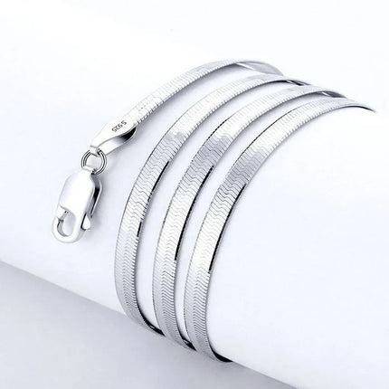 New 925 Sterling Silver fine 4MM Blade Chain Necklace for Women MEN Luxury wedding party Jewelry Best friend Holiday gifts PlatiNum