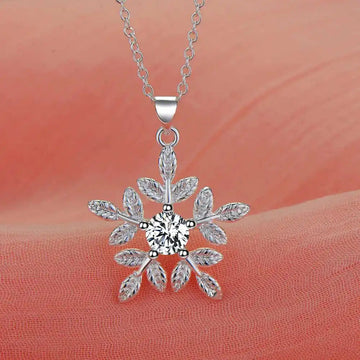 Collana in Argento Sterling 925 con Pendente a Fiocchi di Neve per Donne, Gioiello di Alta Qualità per Matrimoni e Fidanzamenti, Regalo di Moda con Cristalli di Zirconio PlatiNum