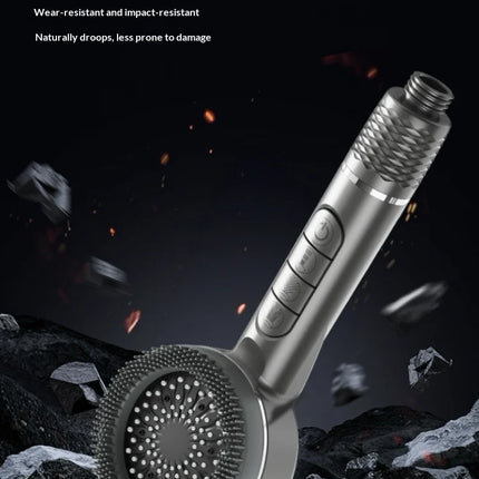 Soffione doccia autopulente a 4 modalità con spazzola in silicone, arresto acqua con un tasto, massaggio ad alta pressione, soffione in ABS con filtro