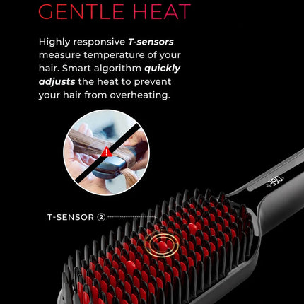 TYMO IONIC PLUS Straightening Brush, Professional Hair Straightener, LCD Display, Fast Heating, Anti-Burn, Fast Styling Hair Too