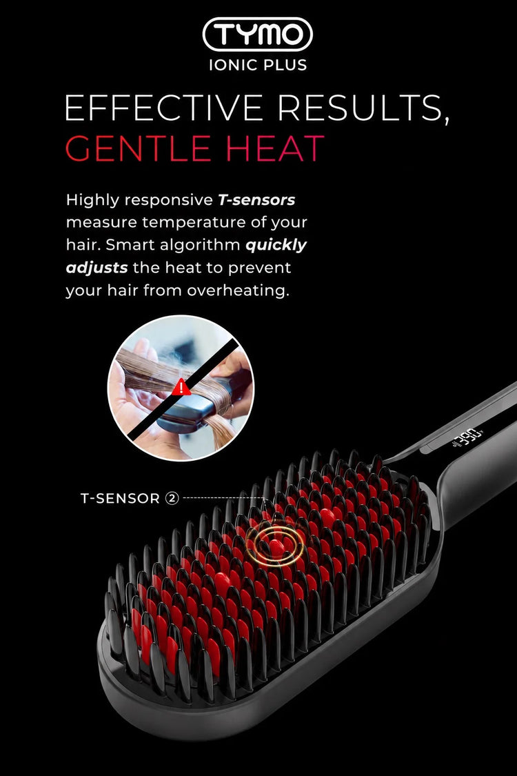 TYMO IONIC PLUS Straightening Brush, Professional Hair Straightener, LCD Display, Fast Heating, Anti-Burn, Fast Styling Hair Too