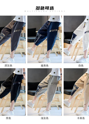 Pantaloni Kimono giapponesi da uomo in cotone traspirante Samurai Abbigliamento Pantaloni da uomo Stampa allentata Pantaloncini Harem retrò Pantaloni Hip Hop Harajuku