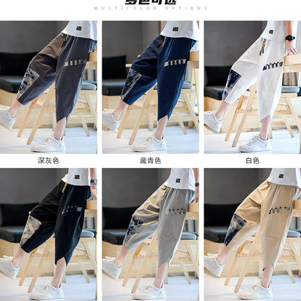 Pantaloni Kimono giapponesi da uomo in cotone traspirante Samurai Abbigliamento Pantaloni da uomo Stampa allentata Pantaloncini Harem retrò Pantaloni Hip Hop Harajuku