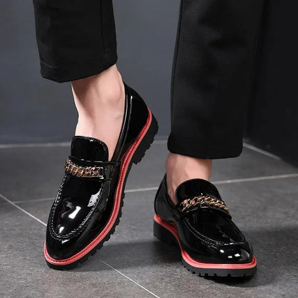 Scarpe da Uomo Trendy, Mocassini di Design con Catena Metallica, Scarpe Eleganti da Lavoro, Nuove Scarpe Casual in Pelle Slip-on, Scarpe da Cerimonia