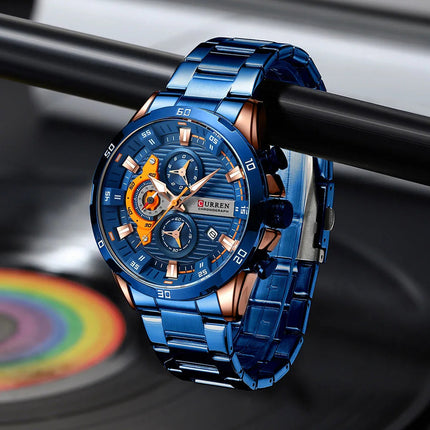 CURREN 8402 Orologio da uomo in acciaio inossidabile Moda creativa Quadrante luminoso con cronografo Orologio da uomo di lusso per il tempo libero reloj hombre platinumshop