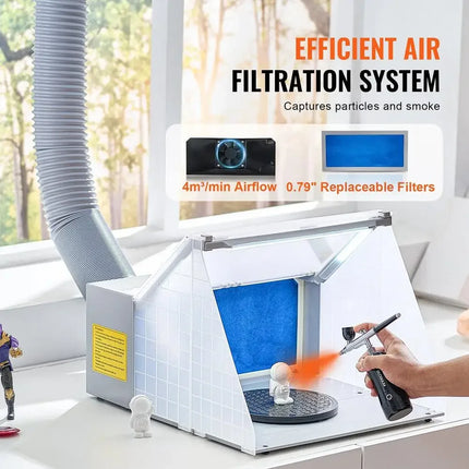 Airbrush Spray Booth, Airbrush Paint Spray Booth Set 4 M³/min, With LED Lights, Exhaust Fan And Exhaust Extension Hose, For Painting Models, Art, Crafts, Model Cakes