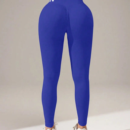European and American Seamless Yoga Leggings with Waistband Lettering, Butt-Lifting, Quick-Dry Women's Breathable Tights for Pea PlatiNum