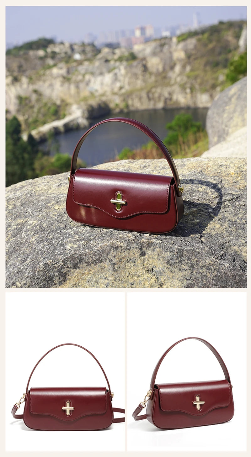 2025 New Genuine Leather Women's Bag Luxury Stick Bag Senior Designer Shoulder Bag Fashion Handbag Commuter