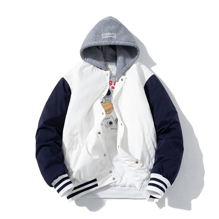 Winter Varsity Jacket Men Women Streetwear Basketball Jacket Fashion Casual Thick Parkas Men Korean Patchwork Couple Coat Button