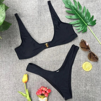 Costume da bagno brasiliano push-up a vita bassa da donna, set bikini, set costumi da bagno platinumshop