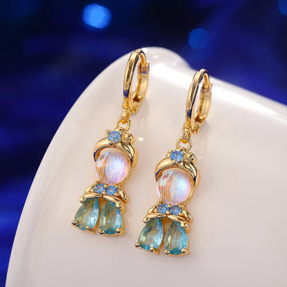 Collana alla moda con zirconi colorati, fiaba, piccola principessa, catena universale placcata in oro, catena clavicola, temperamento dolce