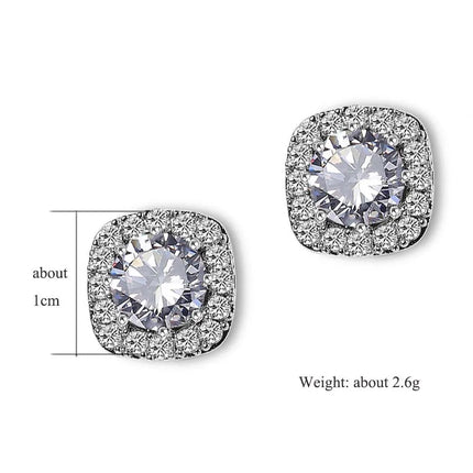 ZAKOL Classic White Square CZ Orecchini Della Stud Per Le Donne Squisite Rotondo Cubic Zirconia Cristallo Orecchini Regalo platinumshop