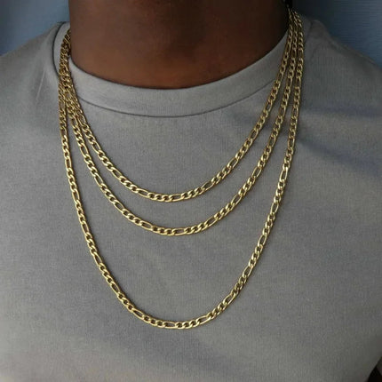 ALIZERO 18K Gold 4MM Figaro Chain Necklace For Women Men Fashion Hip Hop Punk Necklaces Jewelry Wholesale 40-75cm PlatiNum