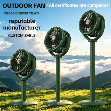 Ventilatore a circolazione d'aria, ventilatore da esterno, ventilatore da campeggio, ventilatore ricaricabile da pavimento, ventilatore da tavolo con altezza regolabile, regolazione a 5 velocità