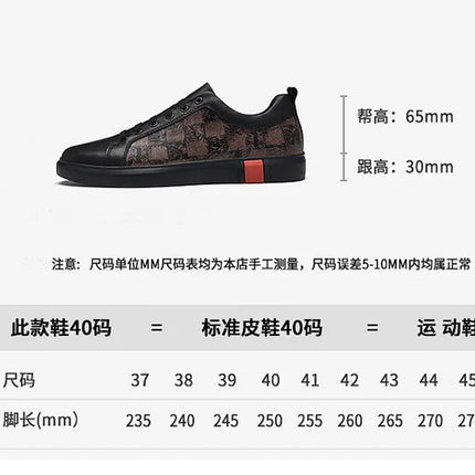 Europe New Shoes for Men Genuine Leather Casual Shoes Cool Black Flat Skateboard Shoes Street Fashion Sneakers
