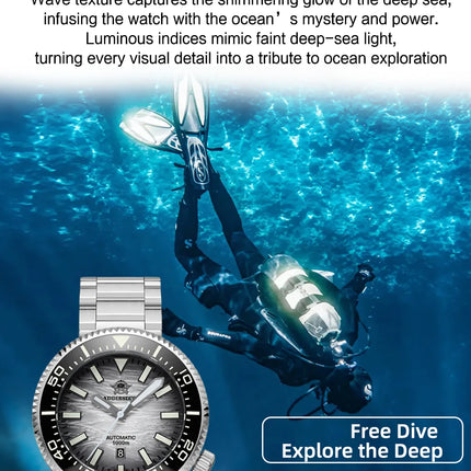 ADDIESDIVE New Men's Automatic Dive Watch Sapphire Crystal 3D Dial Ultra Bright Lume 1000m Water Resistance Men's Business Watch