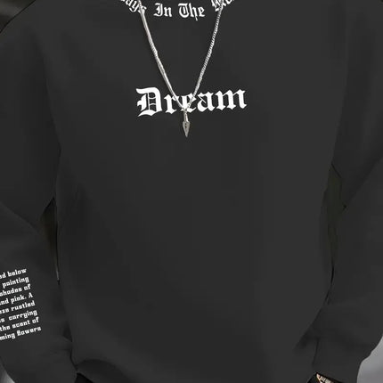 The New Men's Round-Neck Hoodie for Spring and Autumn 2025 Features a Casual and Comfortable 3D Letter Print on the Street